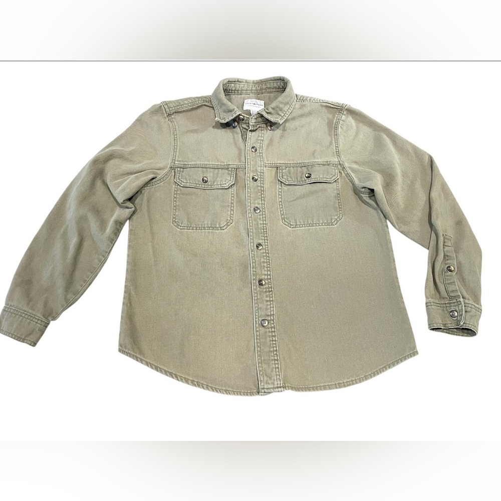 🫒Lucky Brand Unisex Green Olive Casual Jean jacket Size M 🫒